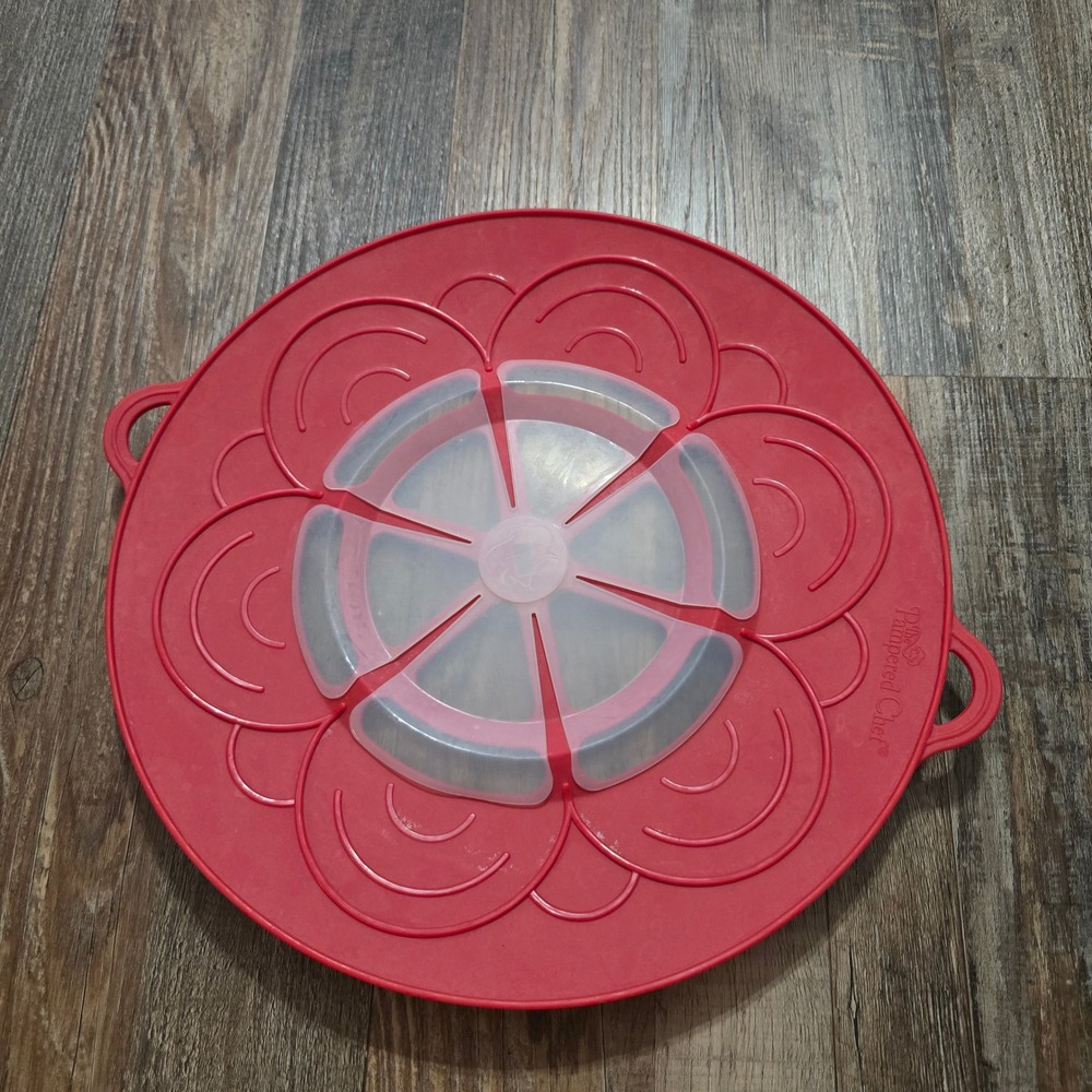 Pampered Chef Boil-Over No More Spills Large Red Pot Cover